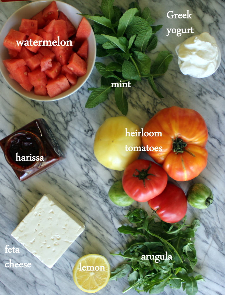 Ingredients for Tomato and Watermelon Salad