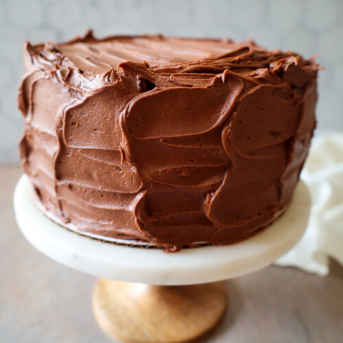 Gluten free chocolate cake - with swirled chocolate frosting