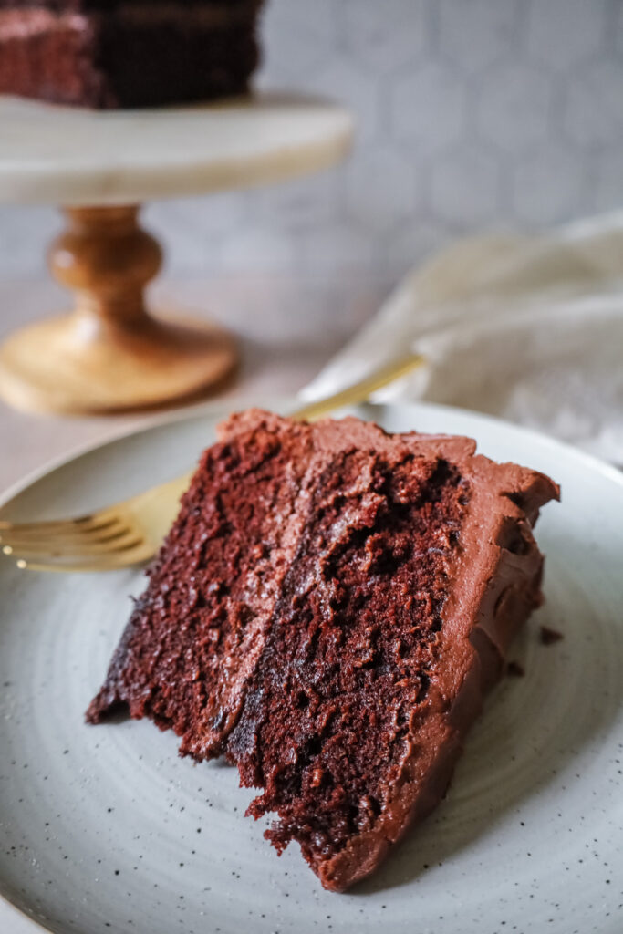 Gluten free chocolate cake - slice of