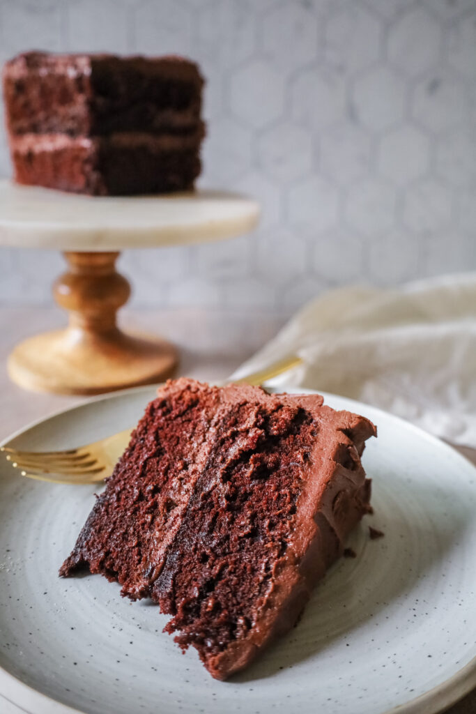 Gluten free chocolate cake - slice of