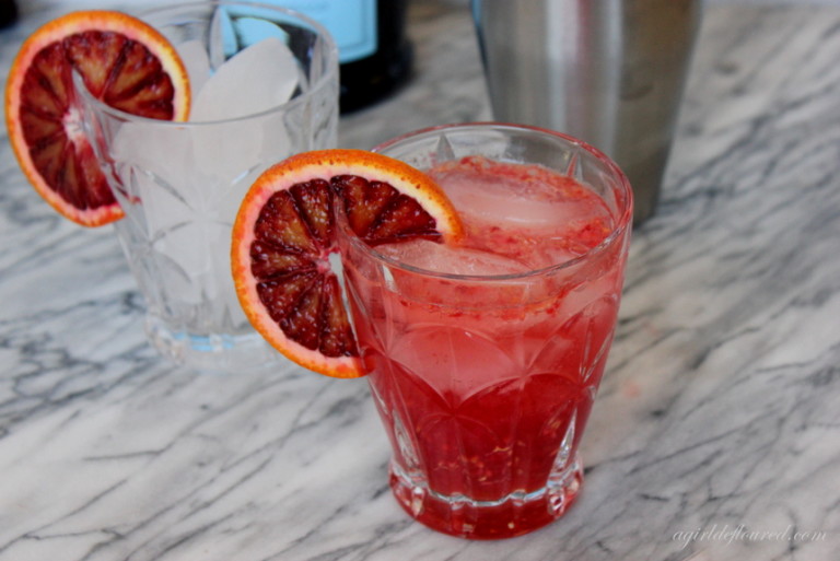 Delicious Blood Orange Cocktail with Raspberry