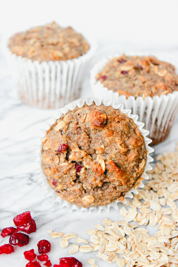 Gluten-Free Whole Grain Oatmeal Cranberry Muffins