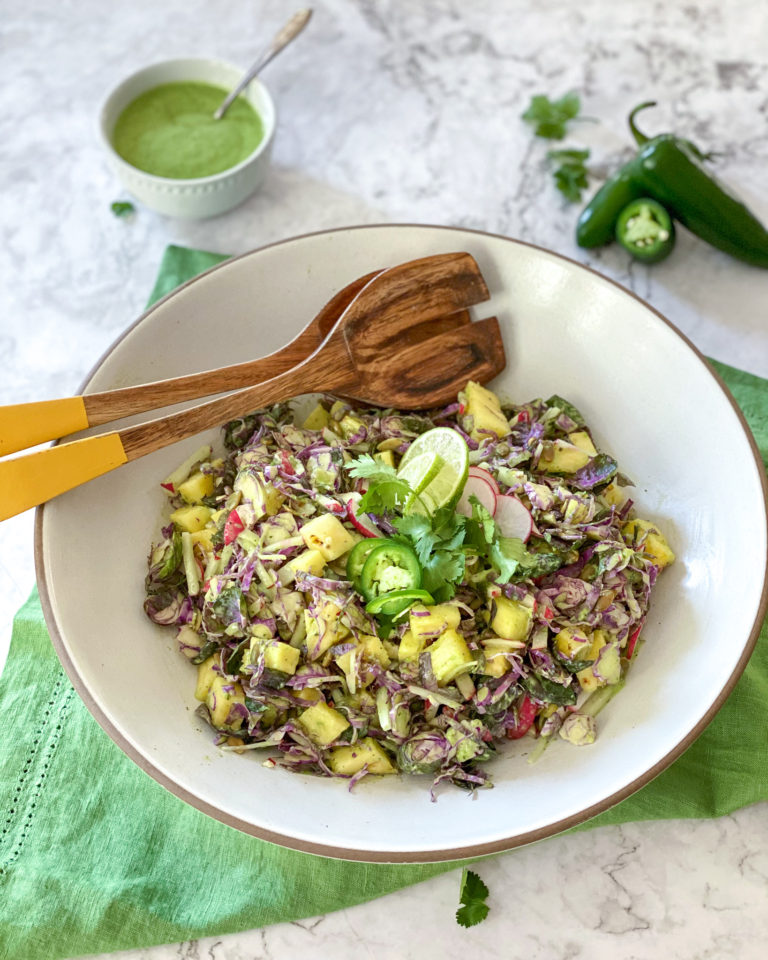 Brussels Sprout Slaw with Aji Verde Dressing