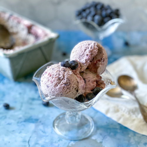 Scoops of Easy Fresh Blueberry Ice Cream