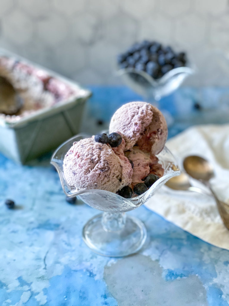 Scoops of Easy Fresh Blueberry Ice Cream