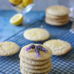 Gluten Free Lemon Lavender Snickerdoodle Cookies on a rack