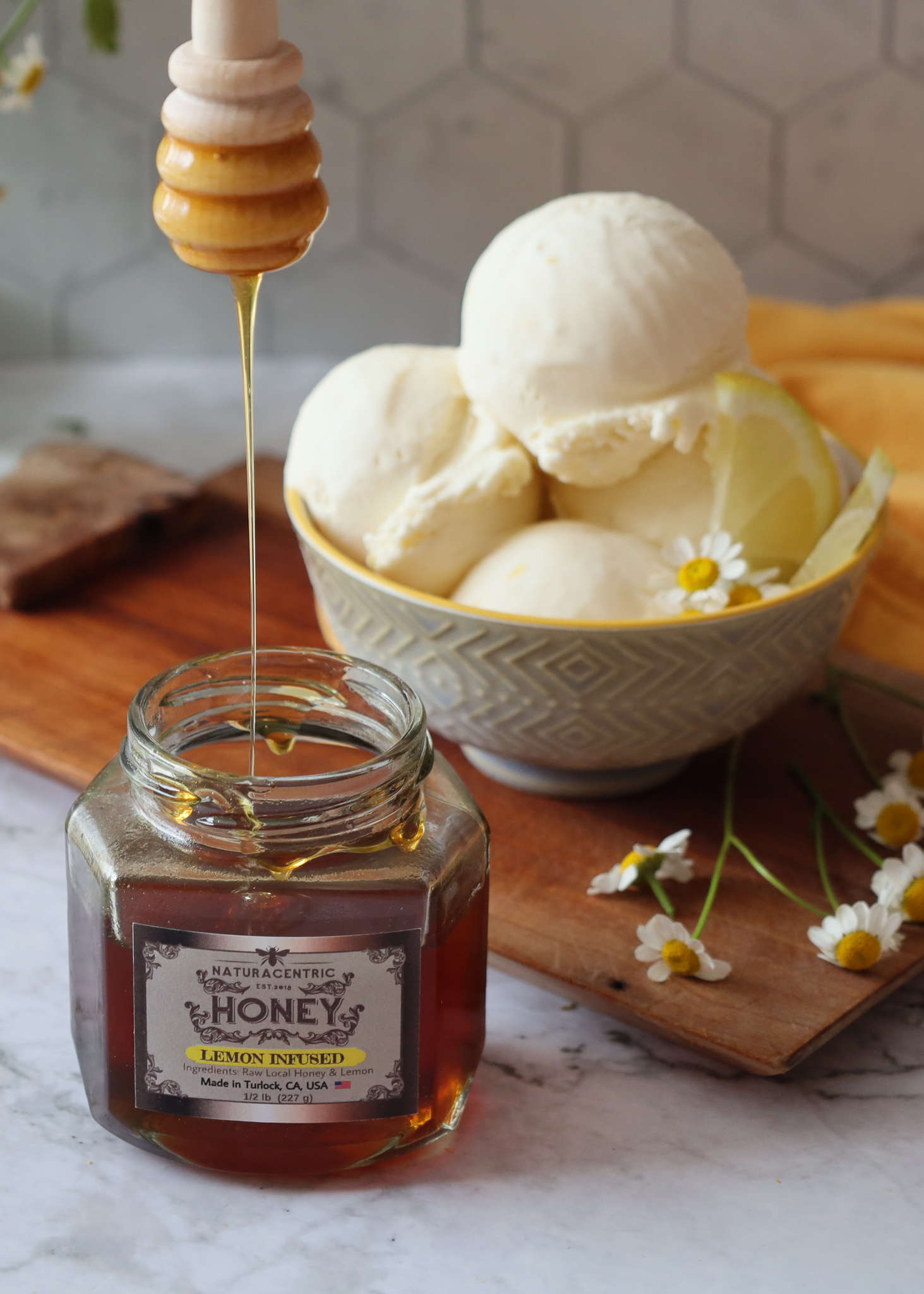 The Best Homemade Lemon Honey Ice Cream