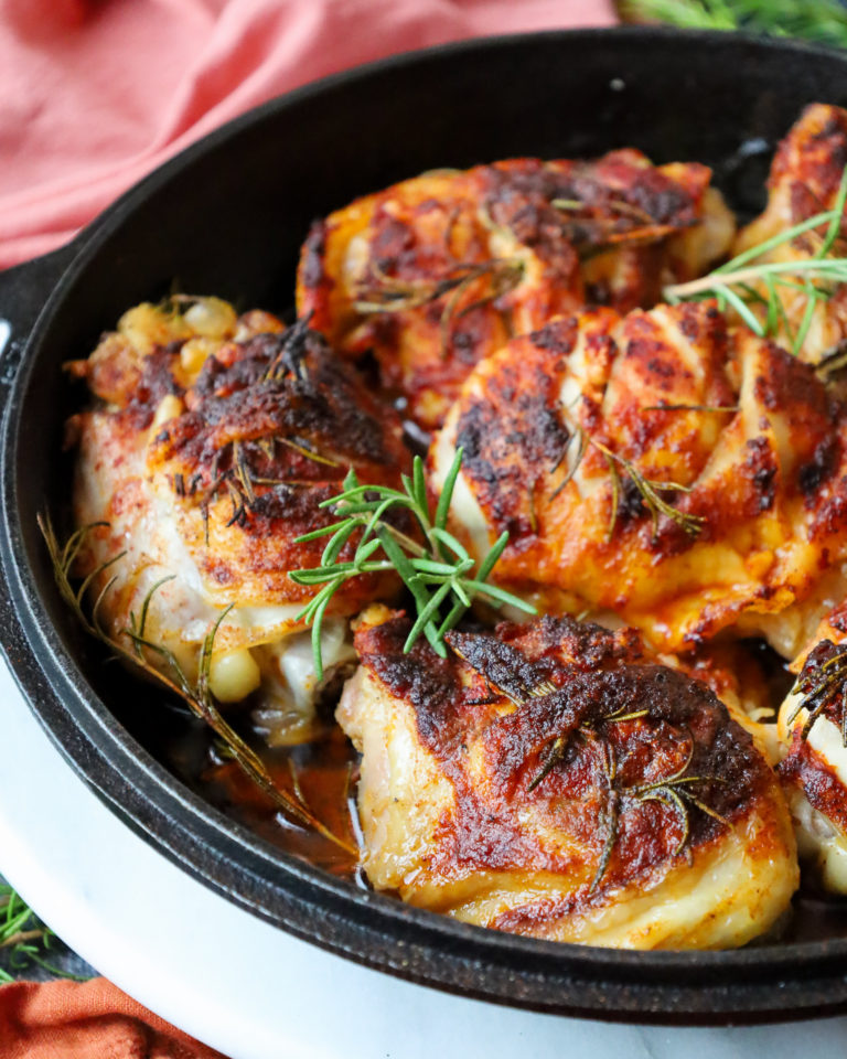 Easy Oven Chicken Thigh Recipe with Paprika & Rosemary