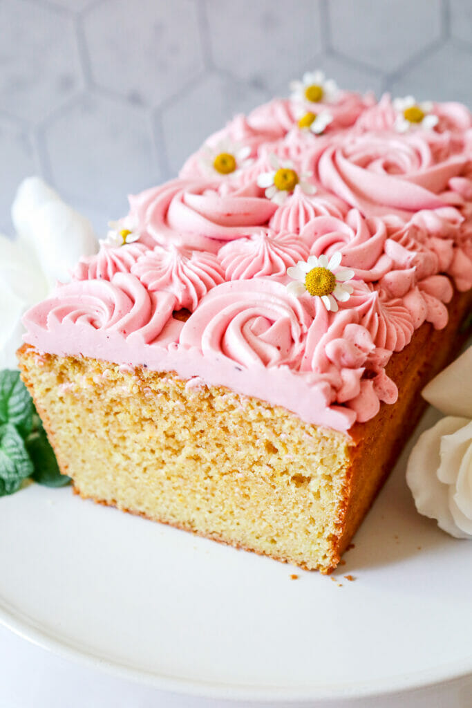 Glute Free Lemon Cake with Hibiscus Rose Buttercream