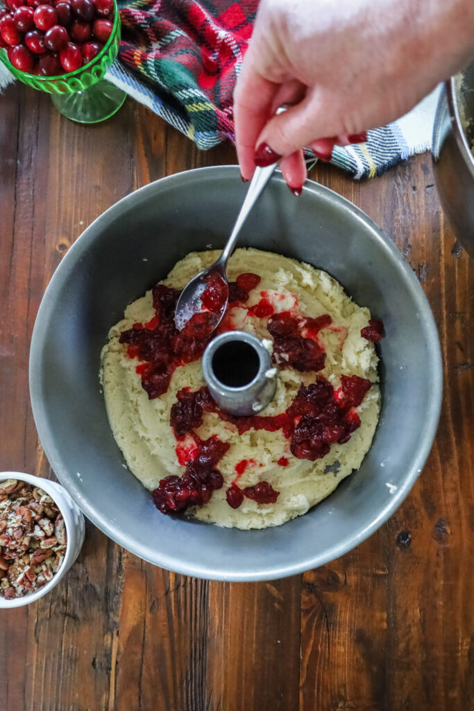 swirling cranberry sauce