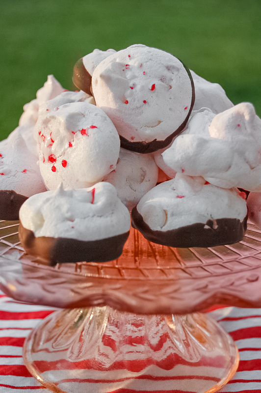 chocolate dipped peppermint meringue
