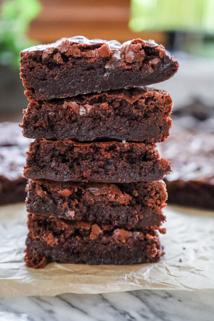 gluten free brownies in a stack