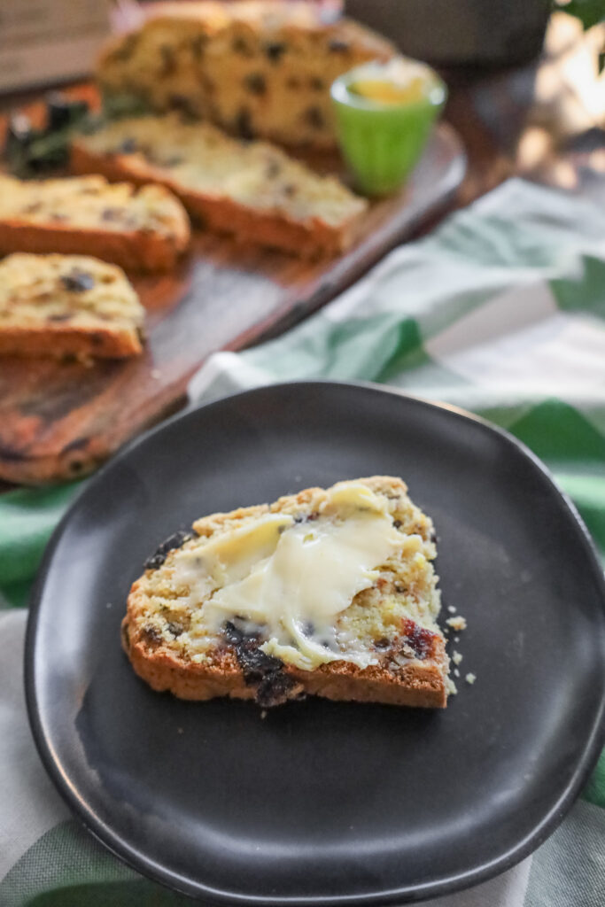sliced and buttered irish soda bread that is gluten free