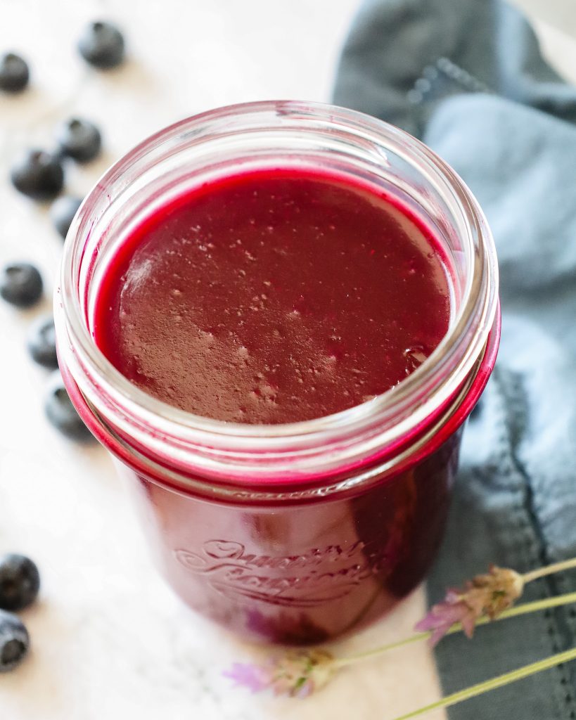 blueberry curd in a jar